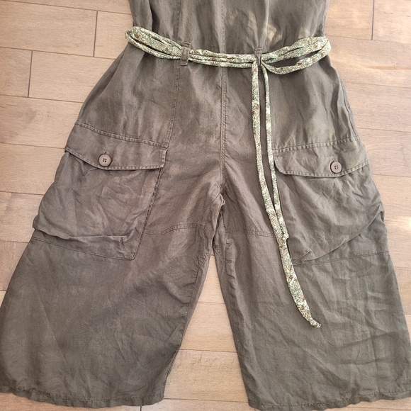 copy size M - Linen, army Green, safari style jumper with awesome pockets. - Picture 6 of 12